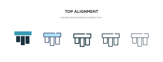 top alignment icon in different style vector illustration. two colored and black top alignment vector icons designed in filled, outline, line and stroke style can be used for web, mobile, ui