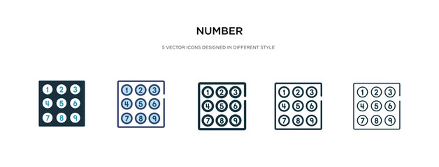 number icon in different style vector illustration. two colored and black number vector icons designed in filled, outline, line and stroke style can be used for web, mobile, ui