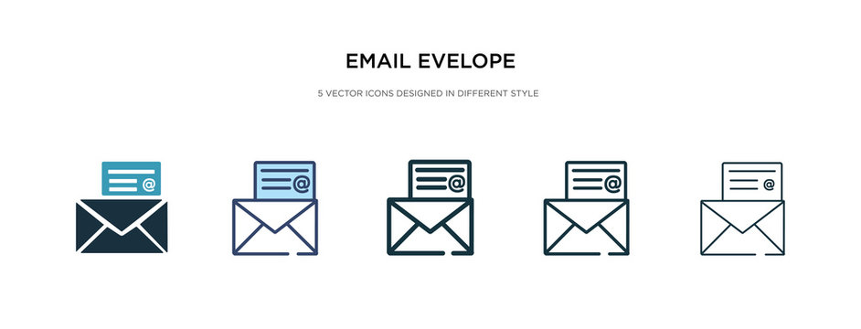 email evelope icon in different style vector illustration. two colored and black email evelope vector icons designed in filled, outline, line and stroke style can be used for web, mobile, ui