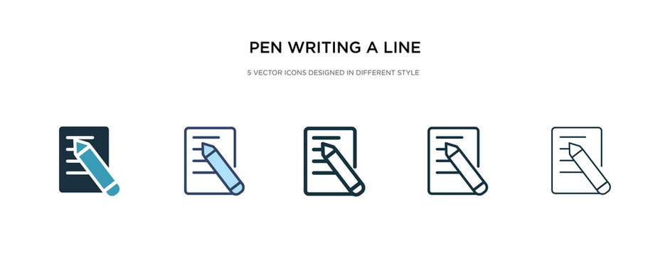 pen writing a line icon in different style vector illustration. two colored and black pen writing a line vector icons designed in filled, outline, line and stroke style can be used for web, mobile,