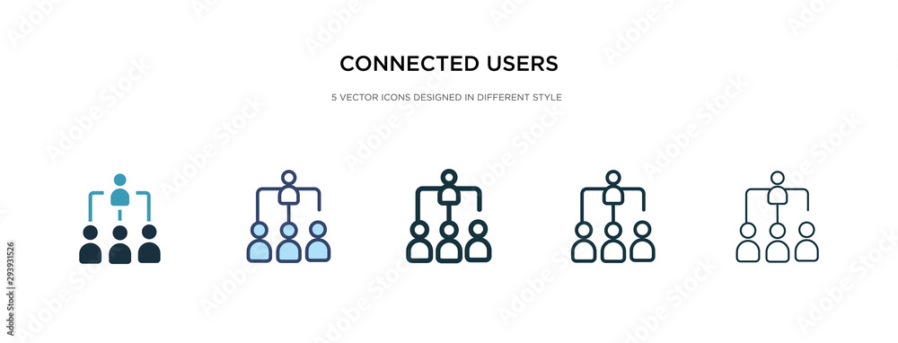 Poster connected users in flow chart icon in different style vector illustration. two colored and black con