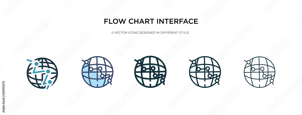 Poster flow chart interface icon in different style vector illustration. two colored and black flow chart i