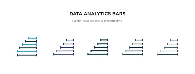 data analytics bars icon in different style vector illustration. two colored and black data analytics bars vector icons designed in filled, outline, line and stroke style can be used for web,