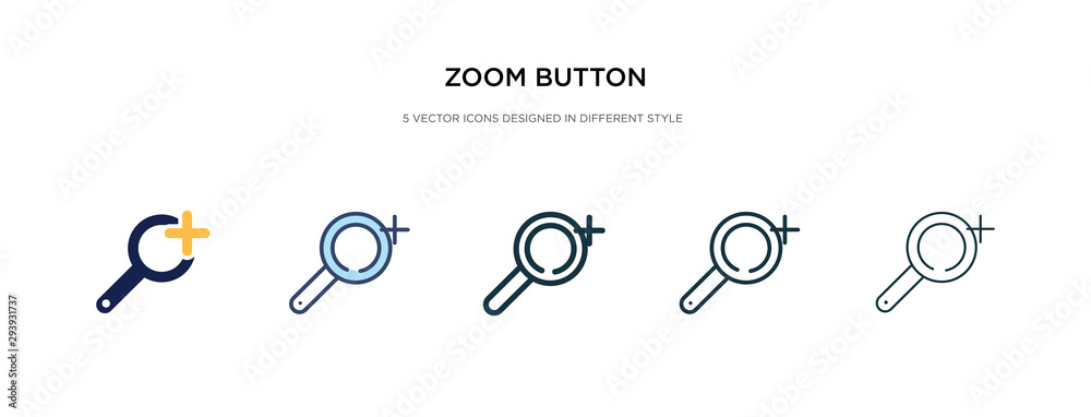 Poster zoom button icon in different style vector illustration. two colored and black zoom button vector ic