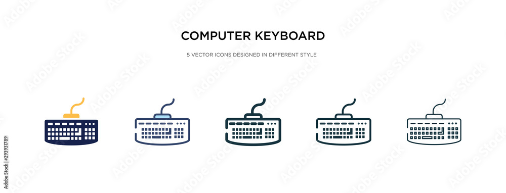 Aufkleber computer keyboard icon in different style vector illustration. two colored and black computer keyboa