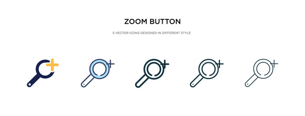 Fototapeta na wymiar zoom button icon in different style vector illustration. two colored and black zoom button vector icons designed in filled, outline, line and stroke style can be used for web, mobile, ui