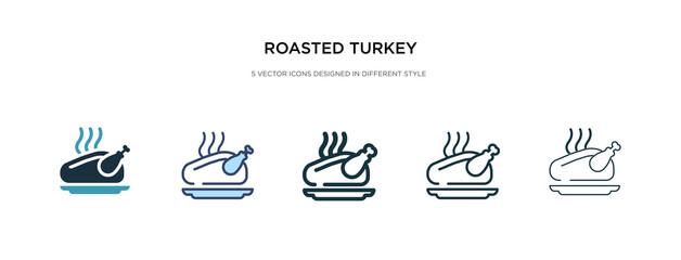 roasted turkey icon in different style vector illustration. two colored and black roasted turkey vector icons designed in filled, outline, line and stroke style can be used for web, mobile, ui