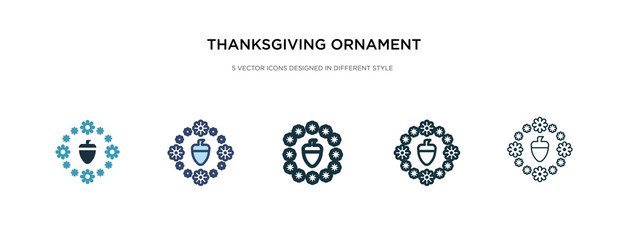 thanksgiving ornament icon in different style vector illustration. two colored and black thanksgiving ornament vector icons designed in filled, outline, line and stroke style can be used for web,