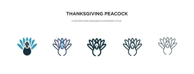 Fototapeta na wymiar thanksgiving peacock icon in different style vector illustration. two colored and black thanksgiving peacock vector icons designed in filled, outline, line and stroke style can be used for web,