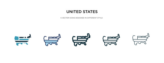 united states icon in different style vector illustration. two colored and black united states vector icons designed in filled, outline, line and stroke style can be used for web, mobile, ui