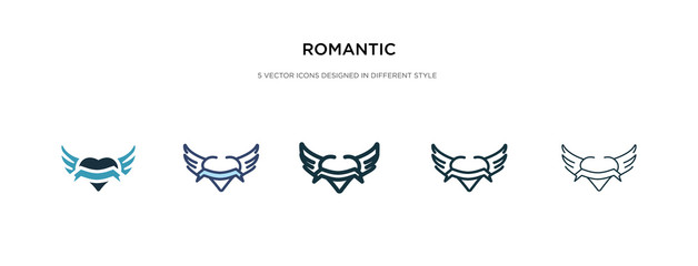 Fototapeta premium romantic icon in different style vector illustration. two colored and black romantic vector icons designed in filled, outline, line and stroke style can be used for web, mobile, ui