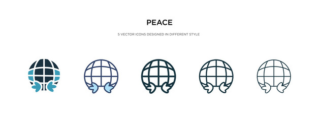 peace icon in different style vector illustration. two colored and black peace vector icons designed in filled, outline, line and stroke style can be used for web, mobile, ui