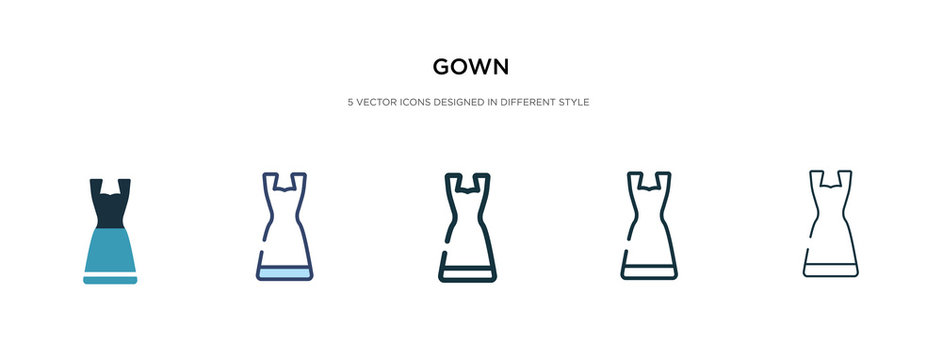 gown icon in different style vector illustration. two colored and black gown vector icons designed in filled, outline, line and stroke style can be used for web, mobile, ui