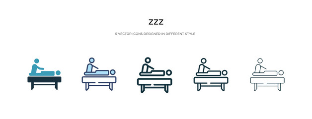 zzz icon in different style vector illustration. two colored and black zzz vector icons designed in filled, outline, line and stroke style can be used for web, mobile, ui
