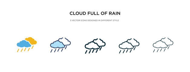 cloud full of rain icon in different style vector illustration. two colored and black cloud full of rain vector icons designed in filled, outline, line and stroke style can be used for web, mobile,