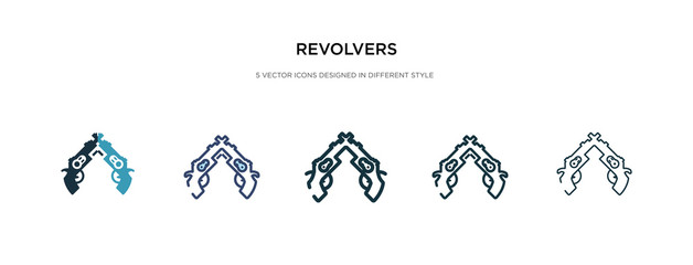 revolvers icon in different style vector illustration. two colored and black revolvers vector icons designed in filled, outline, line and stroke style can be used for web, mobile, ui