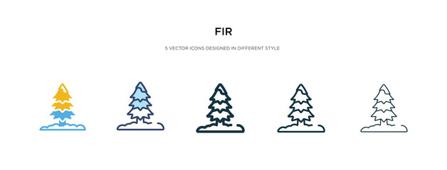 Fototapeta na wymiar fir icon in different style vector illustration. two colored and black fir vector icons designed in filled, outline, line and stroke style can be used for web, mobile, ui