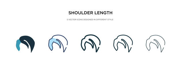 shoulder length icon in different style vector illustration. two colored and black shoulder length vector icons designed in filled, outline, line and stroke style can be used for web, mobile, ui
