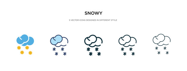 snowy icon in different style vector illustration. two colored and black snowy vector icons designed in filled, outline, line and stroke style can be used for web, mobile, ui