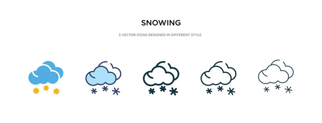 snowing icon in different style vector illustration. two colored and black snowing vector icons designed in filled, outline, line and stroke style can be used for web, mobile, ui