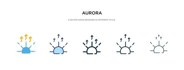 aurora icon in different style vector illustration. two colored and black aurora vector icons designed in filled, outline, line and stroke style can be used for web, mobile, ui