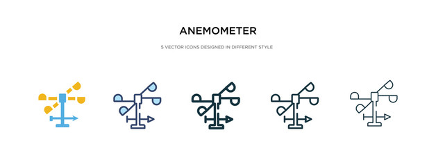 anemometer icon in different style vector illustration. two colored and black anemometer vector icons designed in filled, outline, line and stroke style can be used for web, mobile, ui - obrazy, fototapety, plakaty