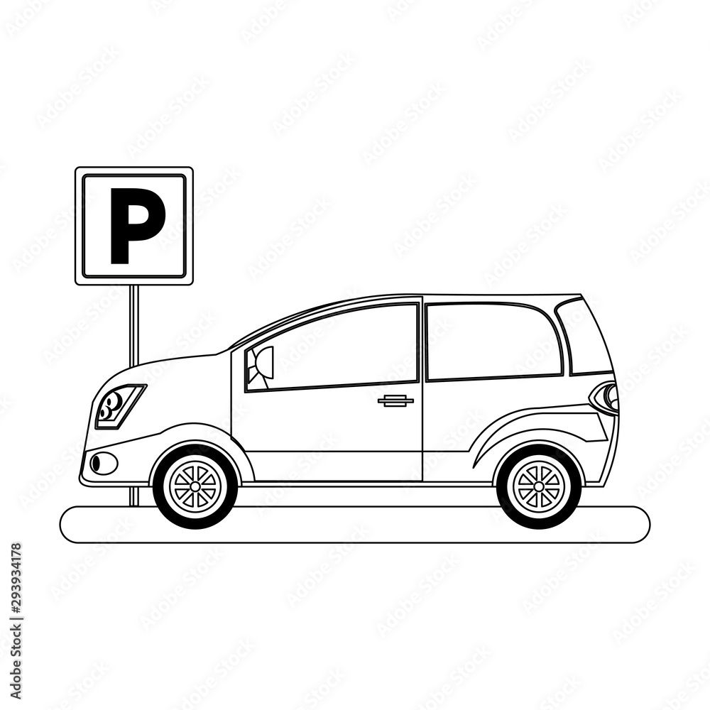 Canvas Prints car and parking sign