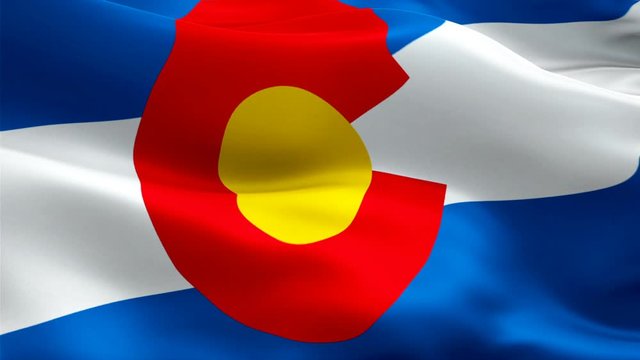 Flag of Colorado video waving in wind. Realistic US State Flag background. American Colorado Flag Looping closeup 1080p Full HD 1920X1080 footage. Colorado USA United States State flags/ Other HD flag