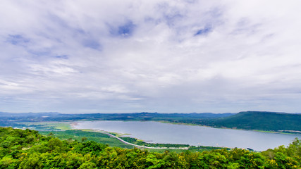 Fototapeta na wymiar landscape Natural Attraction on the dam lamtakong nakhonratchasima thailand