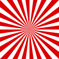 Red & white sunburst background. Vector striped seamless pattern with diagonal concentric lines. Repeat geometric tiles. Abstract monochrome texture. Radial stripes.
