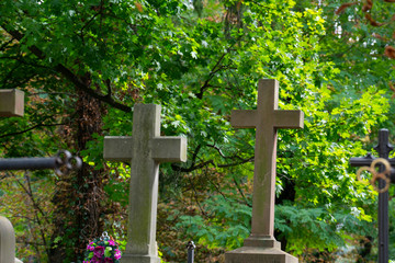 View of cross sign at cemetery