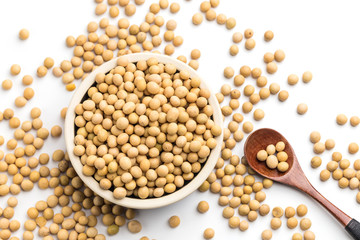 Soybeans on a white background