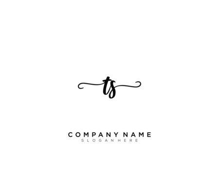 TS Initial Handwriting Logo Vector