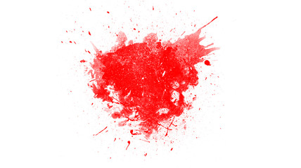 Red paint splash isolated on white background. Beautiful red brush
