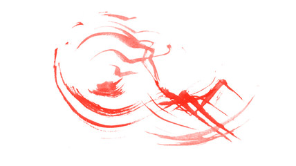 Red ink lines brush. Red ink smears background