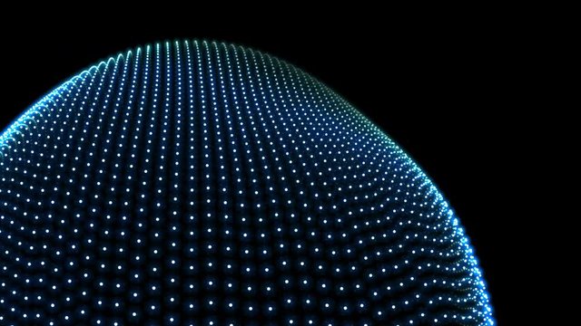 Technology Spherical Ondulation transparent space  on black background