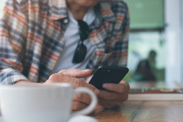 Man using smartphone