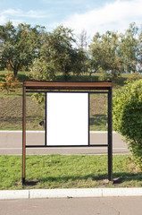 advertising stand in the city Park. Clean banner for any lettering and drawing