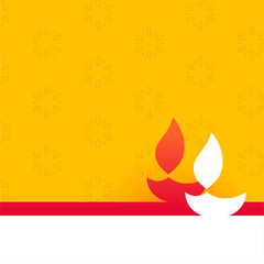 flat style happy diwali yellow background with diya