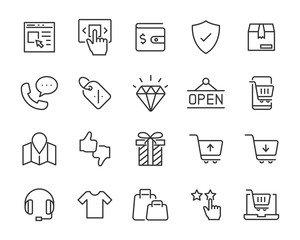 set of shopping icons, buy, pay, ecommerce, store, online shopping