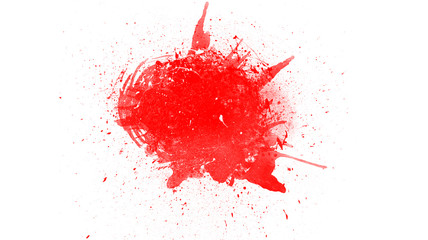 Red paint splashes isolated on white background