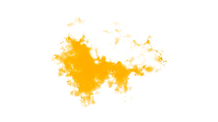 Yellow spilled ink on white background