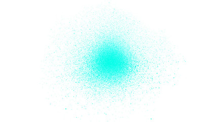 Turquoise paint spray on white background