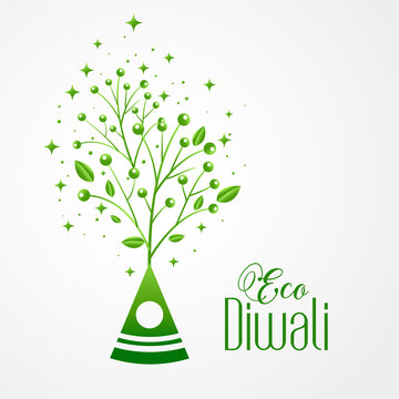 green crackers eco friendly happy diwali concept design