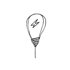 Naklejka premium hand drawn Idea Light bulb icon black. on white background. vector Illustrator. symbol. web