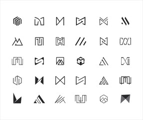 Big set of monogram Letter Logo Design Vector Stock Illustration