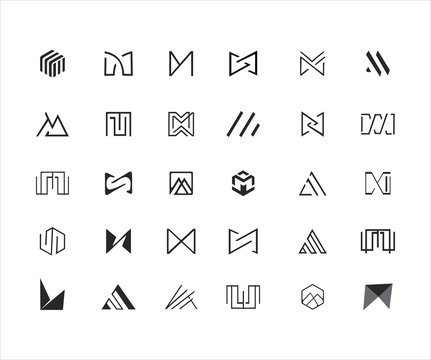 Big set of monogram Letter Logo Design Vector Stock Illustration