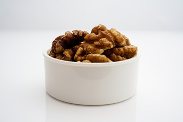 Walnut kernels isolated on white background