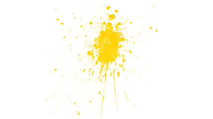 Yellow paint splash isolated on white background