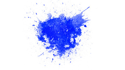 Abstract blue paint splashes on white background